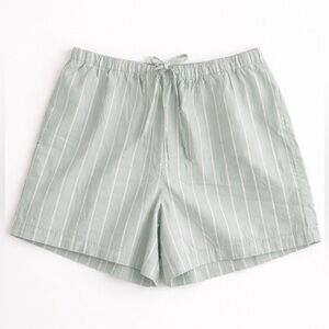 Banana Republic Sage Green Striped Cotton Shorts Drawstring Waist Size M
